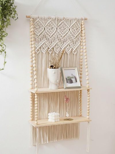 Boho Macrame Wall Shelf