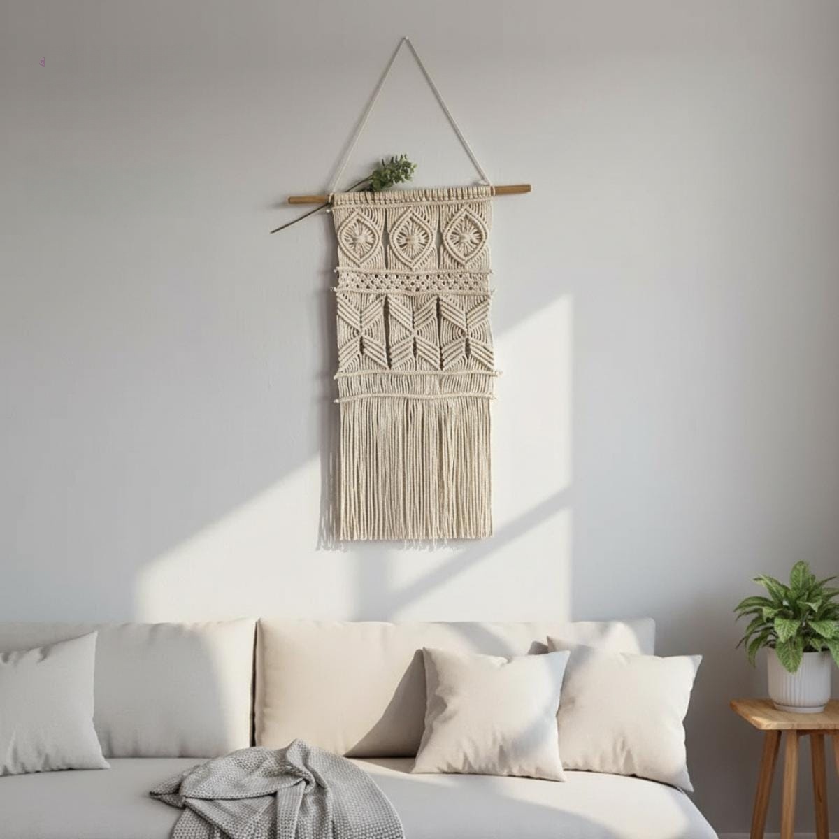 Diamond Tassel Macrame Wall Hanging - Image 2