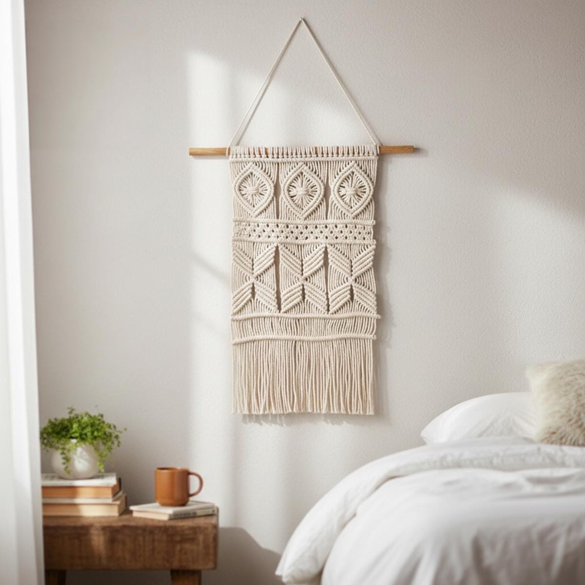 Diamond Tassel Macrame Wall Hanging - Image 3