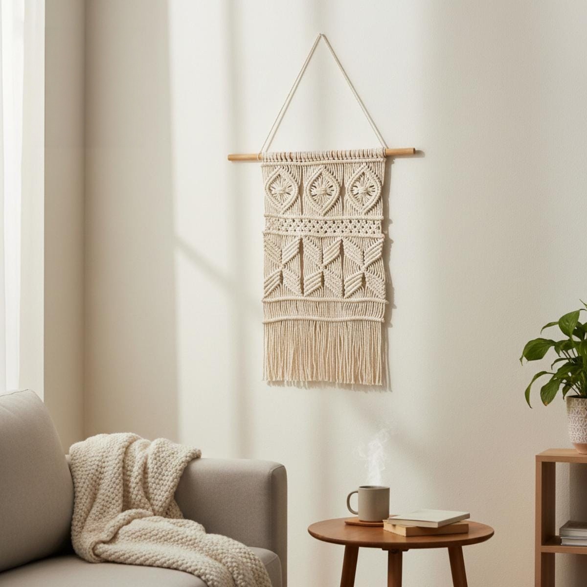 Diamond Tassel Macrame Wall Hanging - Image 4