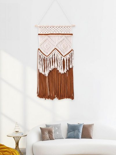 Rust Fringe Macrame Wall Hanging