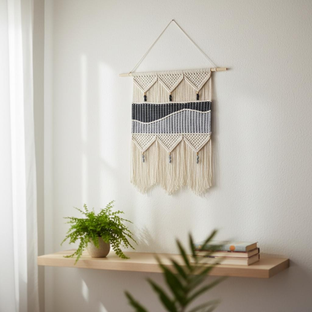 Blue Wave Macrame Wall Hanging - Image 2