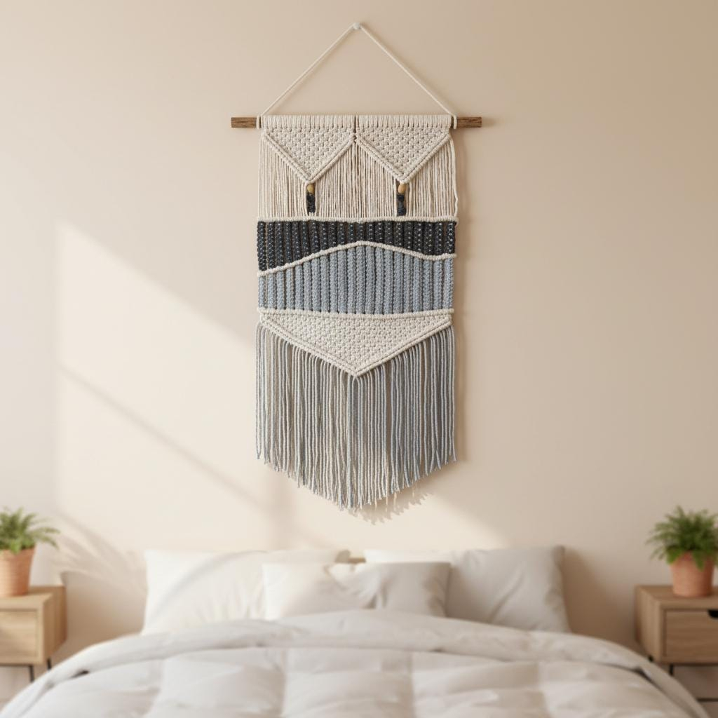 Blue Wave Macrame Wall Hanging - Image 3