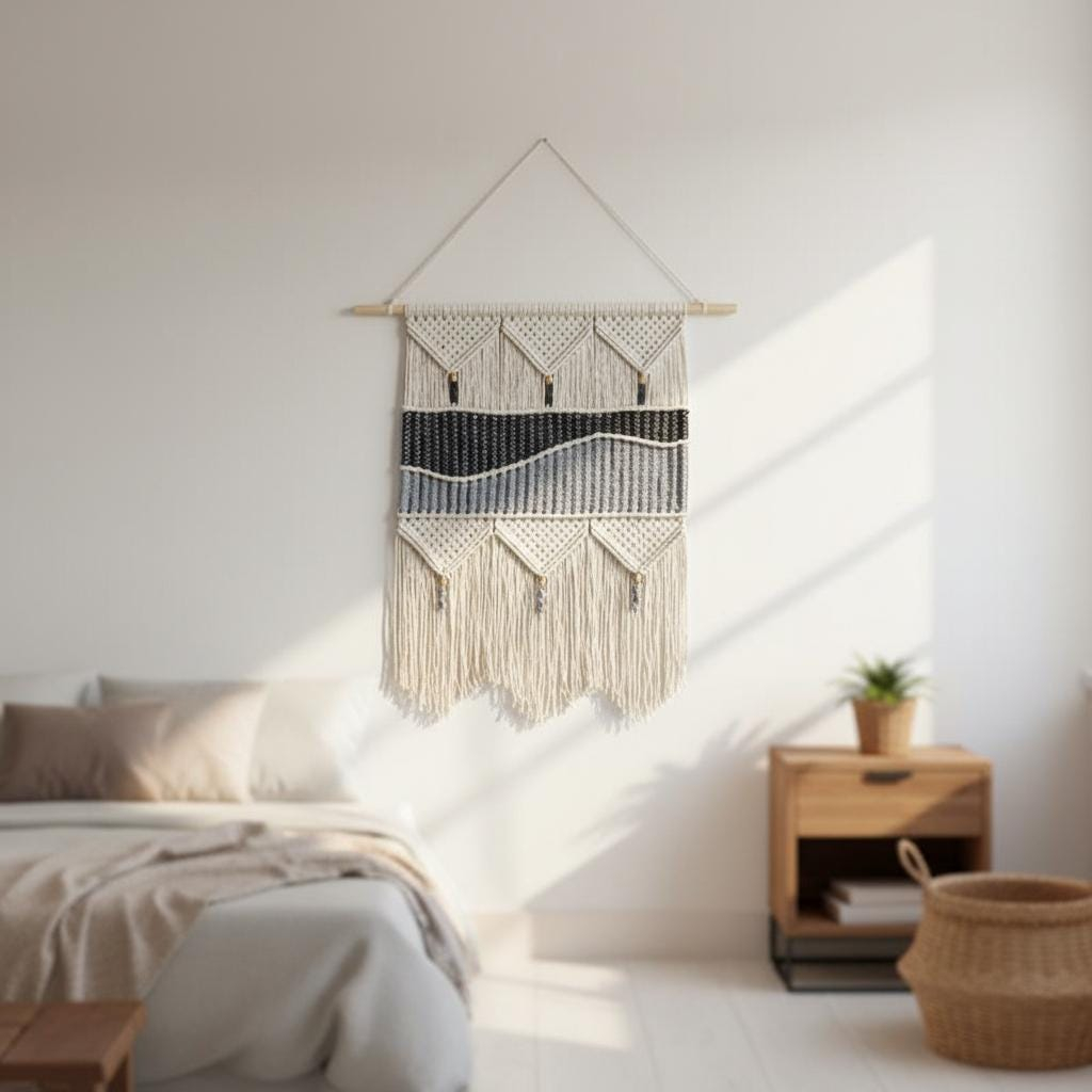 Blue Wave Macrame Wall Hanging - Image 4