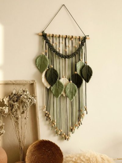 Leaf-Shaped Tassel Tapestry