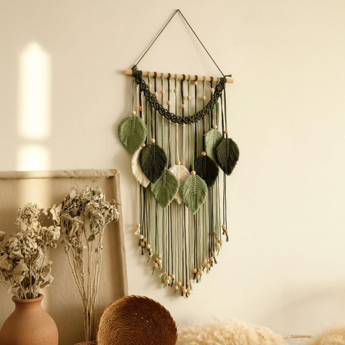 Leaf-Shaped Tassel Tapestry