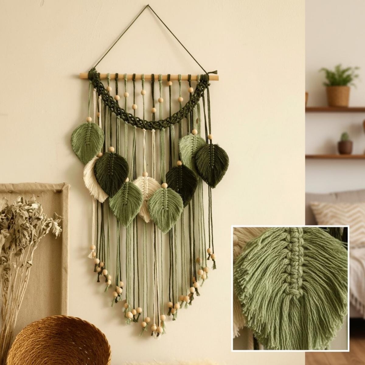 Leaf-Shaped Tassel Tapestry - Image 3