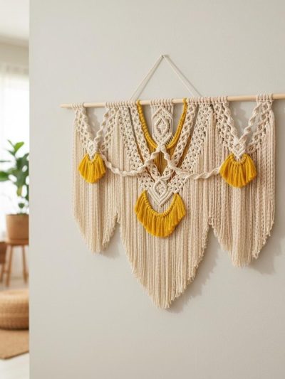 Yellow Tassel Macrame Wall Hanging