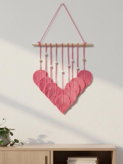 Pink Feather Macrame Wall Hanging